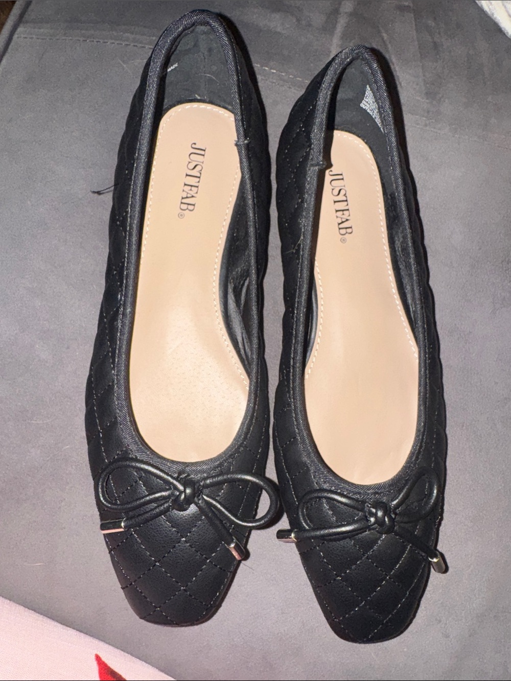 JustFab Black Quilted Bow Ballet Flats size 9